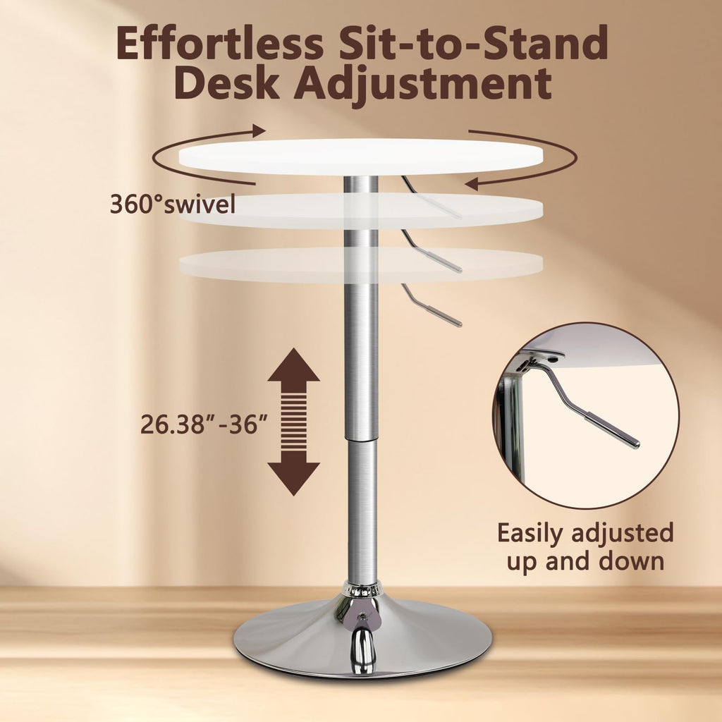 Round Bar Table 10 Pack, Height Adjustable 26"-36" Bistro Pub Table with Metal Base, 360° Swivel High Top Cocktail