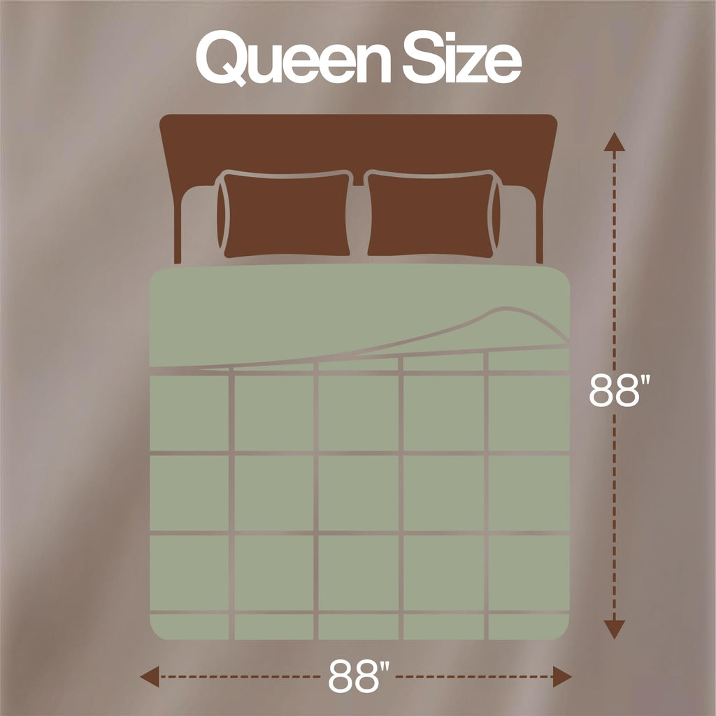 Queen Comforter, Duvet Insert, Sage Green, 88 x 88 Inches