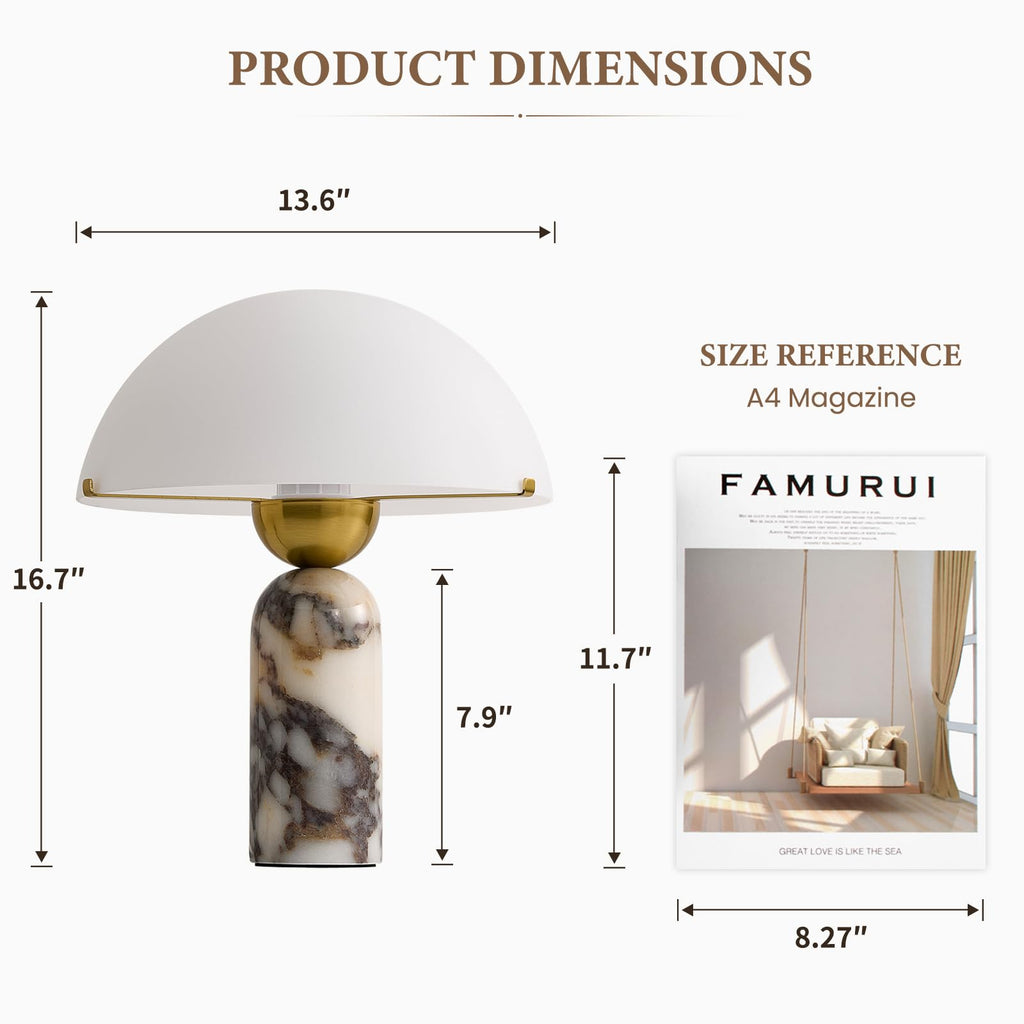 Marble Table Lamp, Modern Mushroom Lamp