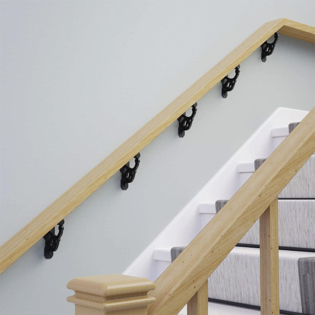 Handrail Bracket 4.5" H X 3.2" Proj. Black Wrought Iron Handrail Brackets for Indoor Stairs with Mounting Hardware