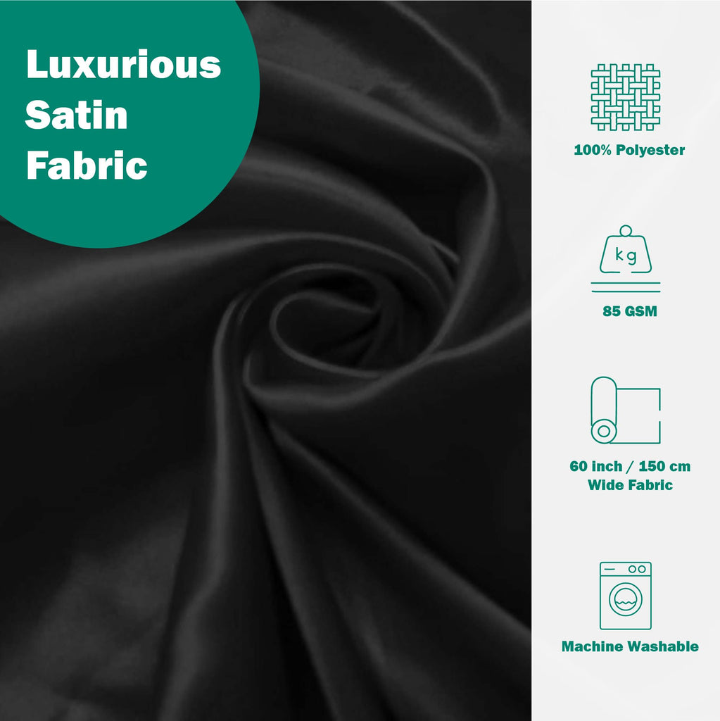 Satin Fabric - Black, 2 Yards