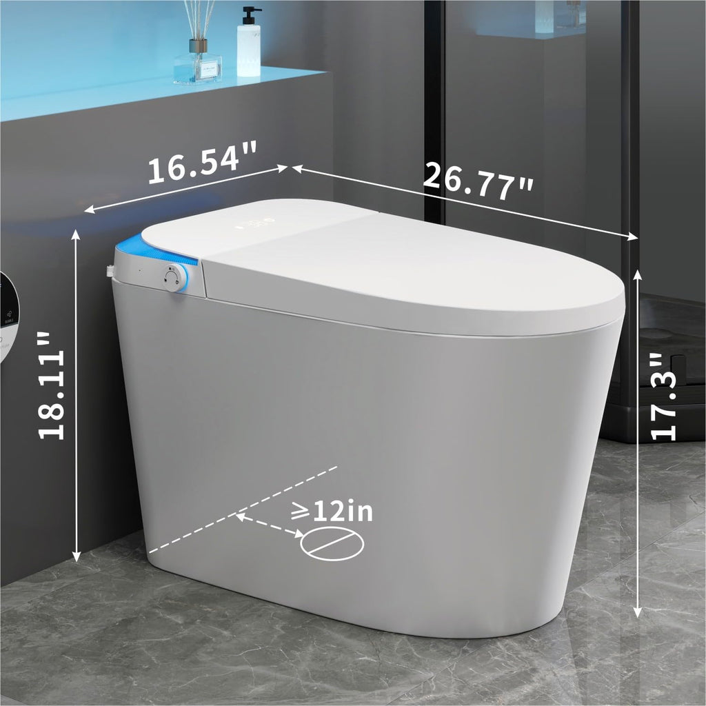 Smart Toilet with Heated Seat & Auto Open/Close Lid in ADA Height 17" | Dual Flush 1.0/1.27 GPF
