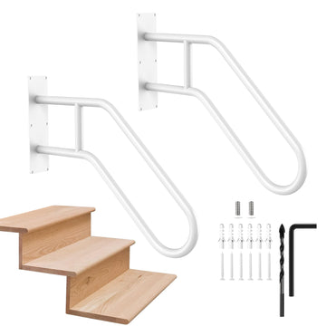 Hand Rails for Outdoor Steps, White U-Shape Hold Tight Handrails