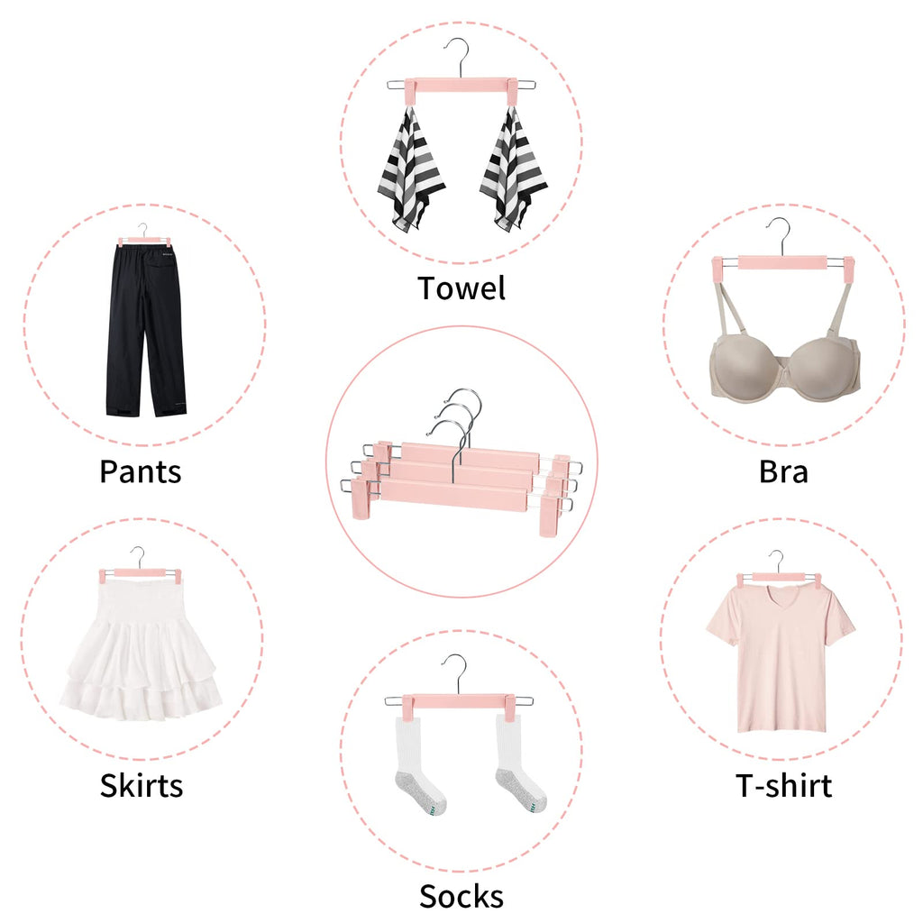 Pants Hangers with Clips, Skirt Hangers, 30 Pack, Pink