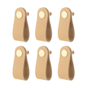 Leather Drawer Pulls for Dresser, 6 Pack Leather Dresser Knobs, Soft Drawer Pulls Cabinet Handles Knobs Perfect