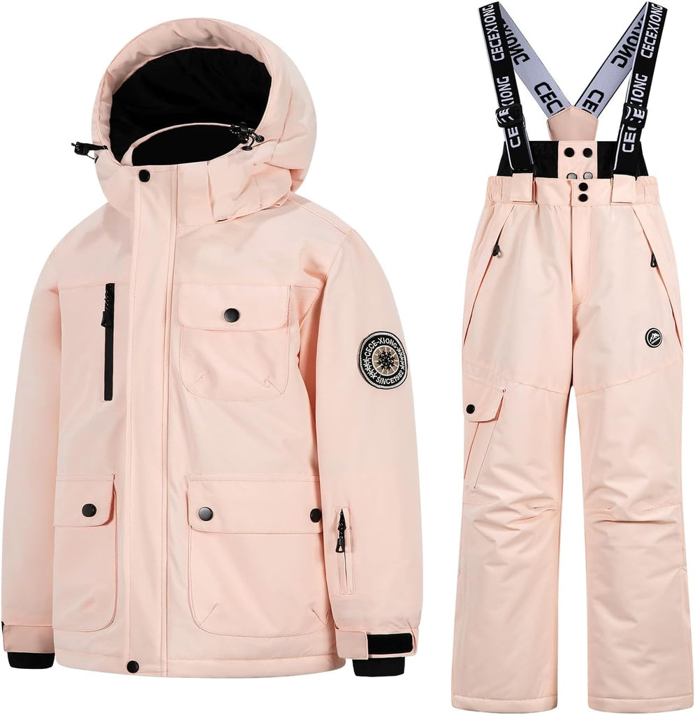 Boys Girls Snowsuit Winter Jacket Coat Waterproof 2 Piece Ski Suit