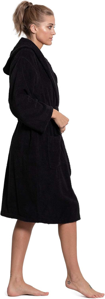 Women's Turkish Cotton Hooded Robe, Terry Hooded Bathrobe