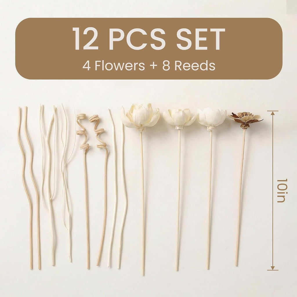 Reed Diffuser Sticks Natural Paper Flower Decor - Set of 12