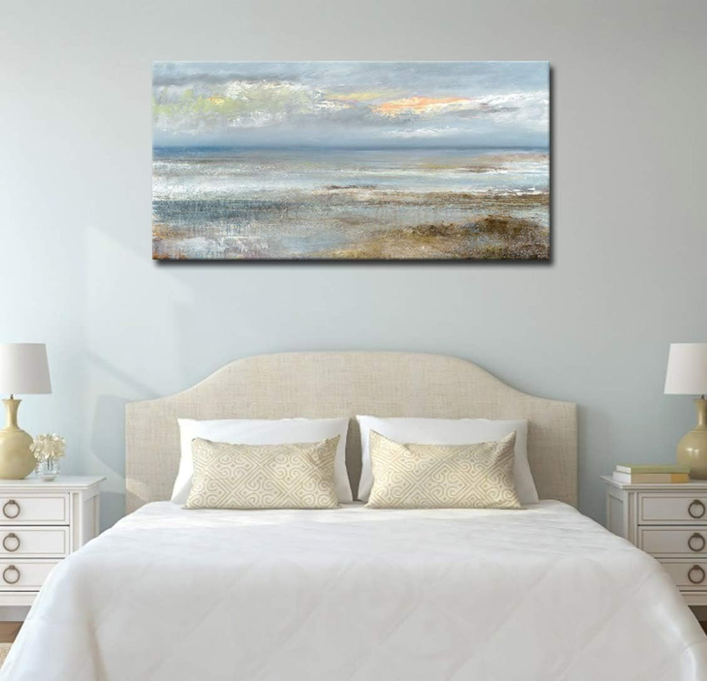 Abstract Wall Art Large Canvas Pictures Modern Blue Ocean Artwork on Canvas Prints Wall Decoration Bedroom Bathroom