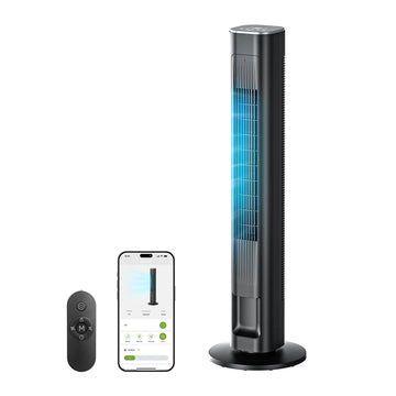 43'' Smart Tower Fan , 90°oscillating, 12H Timer, Black