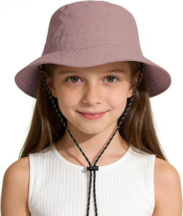 Kids UPF 50+ Waterproof Sun Hat, Packable Wide Brim Bucket Hat