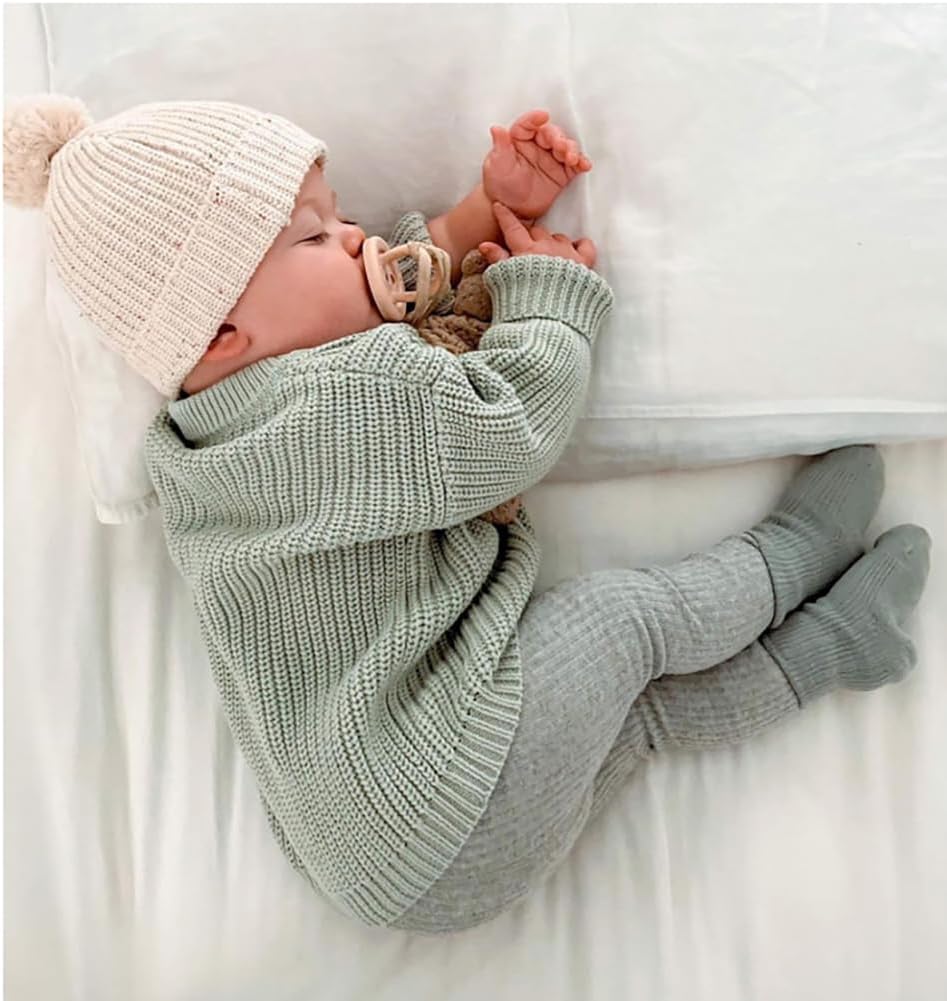Toddler Unisex Cotton Knitted Sweater Warm Soild Pullover Top