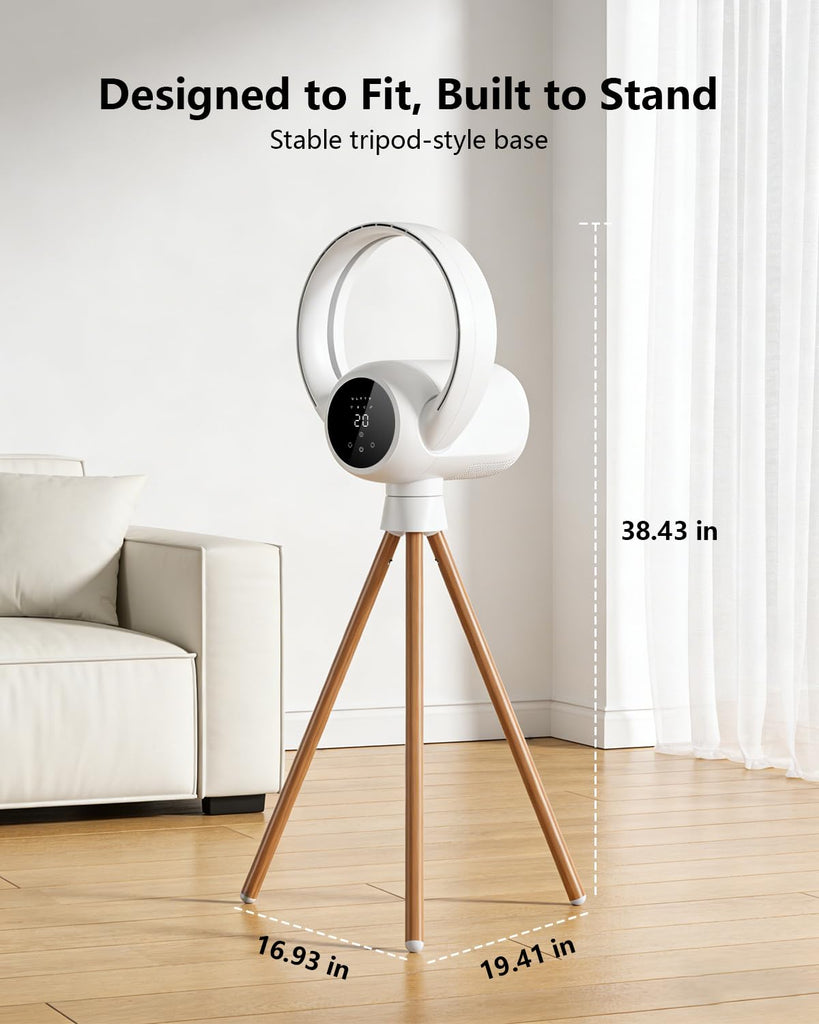 Bladeless Tower Fan , 25ft/s High-Speed Cooling Fan with 20 Speeds & 3 Modes, 270° Tilt & 90° Oscillating Quiet