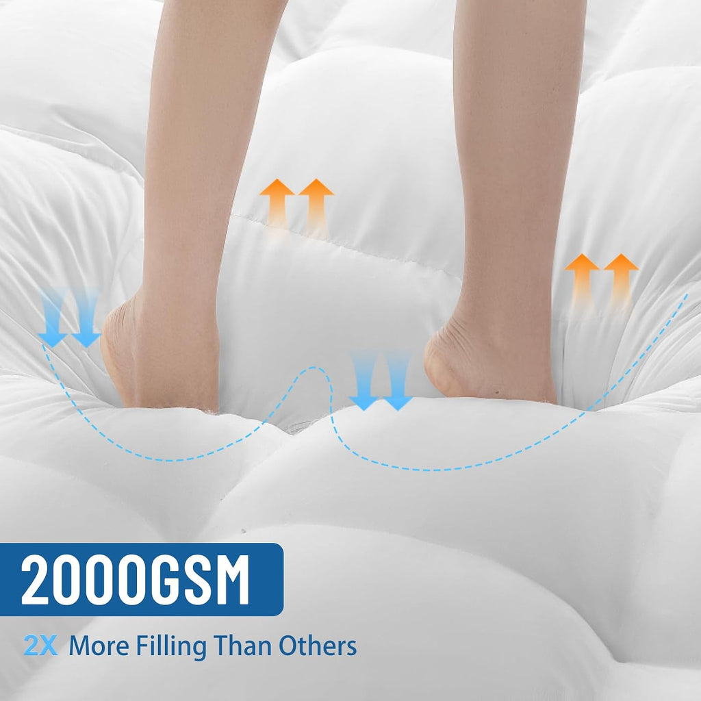 4 Inch Memory Foam Mattress Topper King Size,6"-18" Deep Pocket(78"x80") | Breathable Extra Thick 2000 GSM Pillow Top
