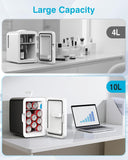 Compact Mini Fridge, 10L Portable Small Refrigerator, 2.6 Gal Mini Fridge with AC/DC Adapters, Small Cosmetics Cooler