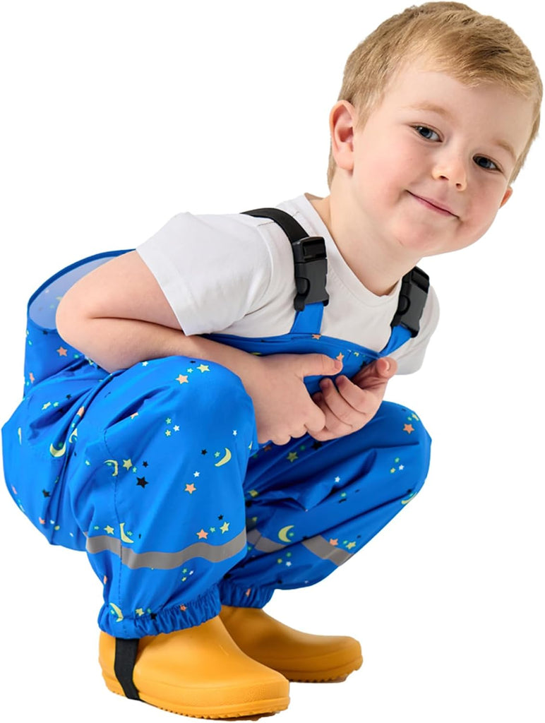 Boys Girls Rain Pants Toddlers Bib Pants Kids Waterproof Overalls