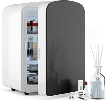 9L Mini Fridge for Bedroom - Car, College Dorm Room & Office Desk 12v Portable Cooler Warmer Skincare, Beauty Makeup