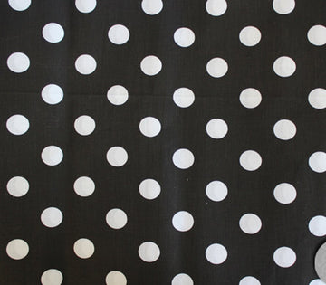 Polycotton Fabric Printed Polka DOTS White Black Background / 60" Wide/Sold by the Yard