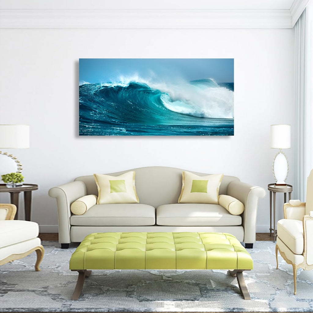 Sea Waves Wall Art Bedroom Office Paintings Large Blue Beach Wall Art Pictures Artwork Nature Ocean Canvas Wall Art