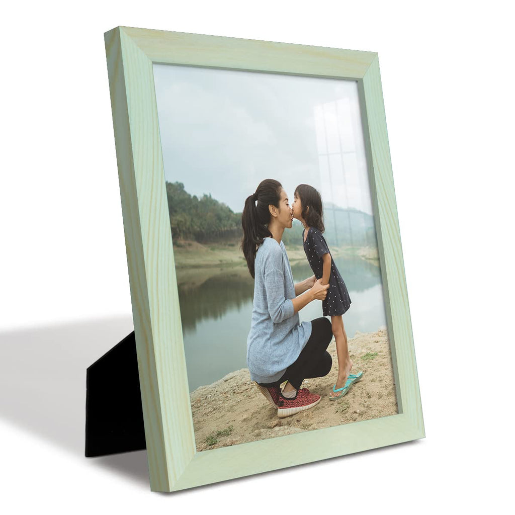 8x10 inch Solid Wood Picture Frame, High Definition Glass and High-end Modern Style Cream Colored for Wall and