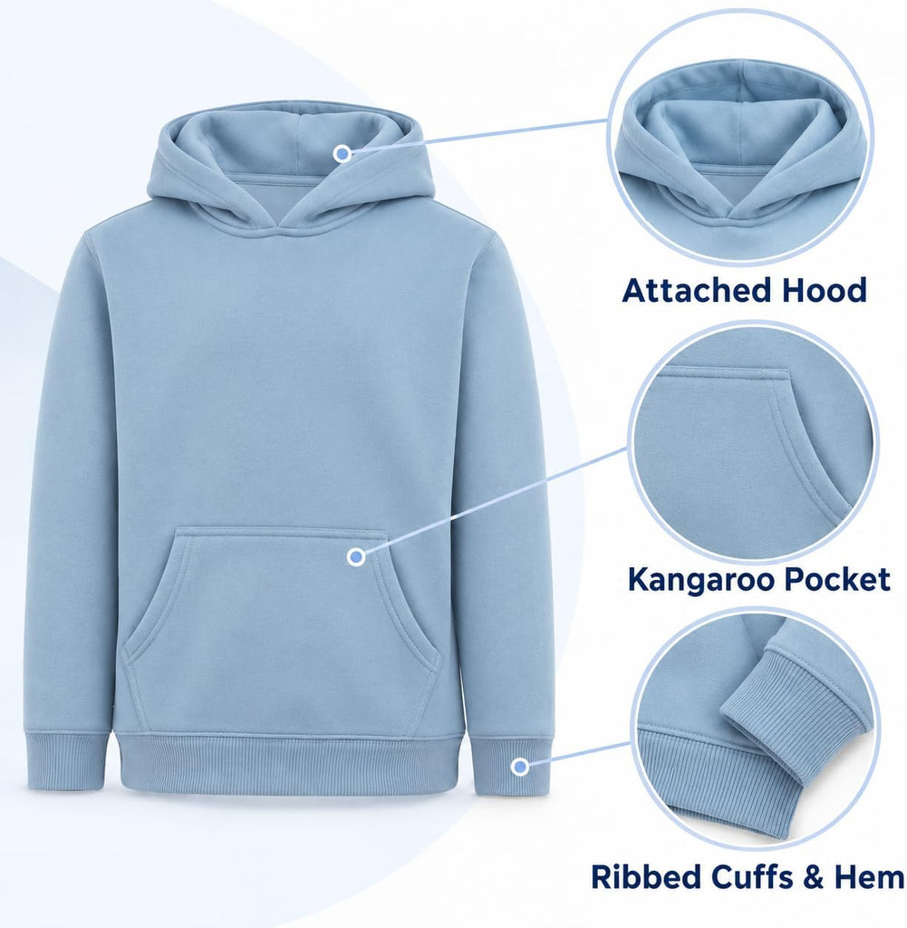 Boys Hoodies 3 Pack Fleece Pullover & Zip-Up Sweatshirts for Boys Kids Youth Plain Basic Everyday Wear