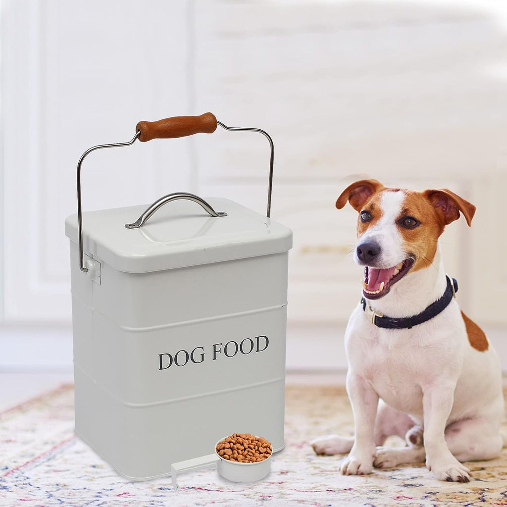 Dog Food Treat Storage Container with lid scoop included - Perfect Farmhouse Dog Food Bin Countertop, Shelf