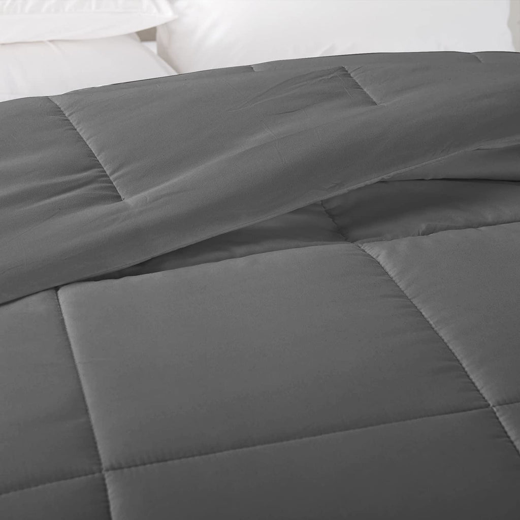 Comforter - All Season Down Alternative Bedding Comforter/Duvet Insert, Ultra Soft, Box Stitched. King Size, Gray