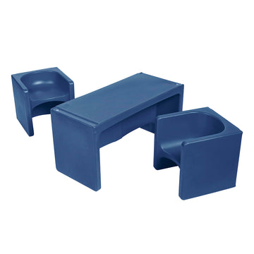 Tri-Me 3-in 1 Table and Cube Chair Set, 3-Piece, Navy