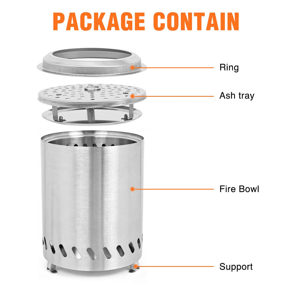 7-Inch Tabletop Smokeless Outdoor Fire Pit with Stand, Portable