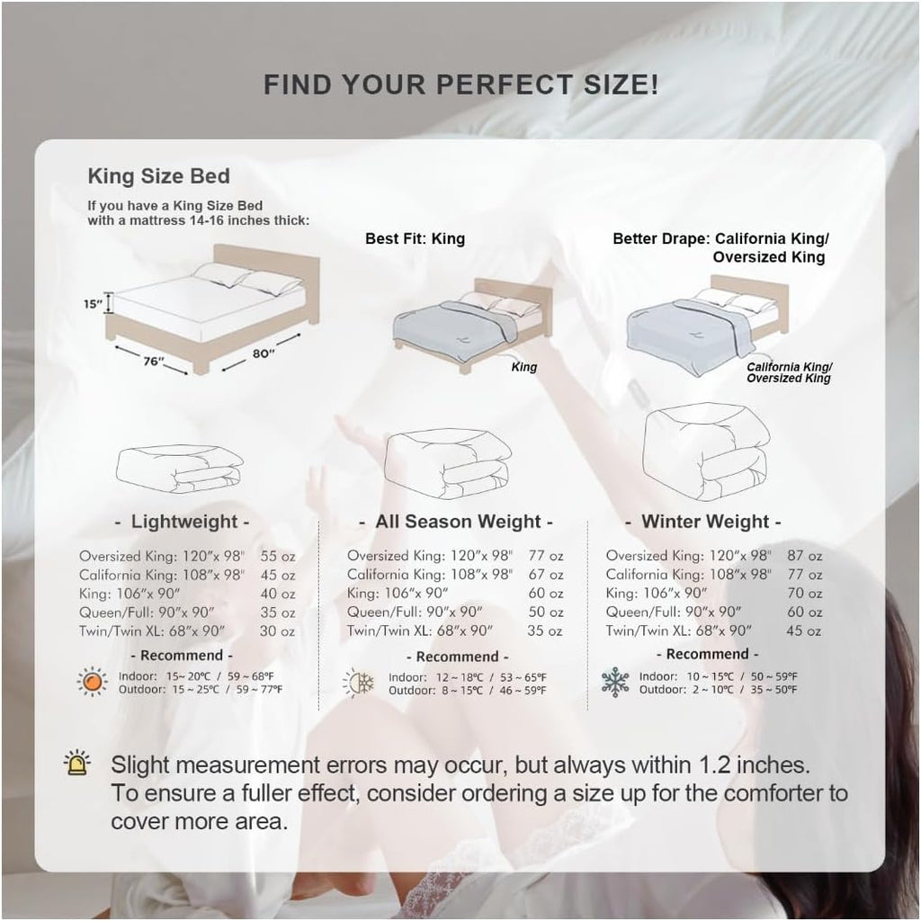 Premium Feathers Down Duvet Insert Comforter Oversized King All Season Medium Warmth White 100% Cott