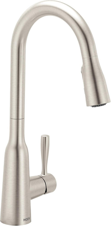 Orivesi Stainless Pulldown Kitchen Faucet with Power Boost, Transitional Kitchen Faucet, One-Handle Single Hole High
