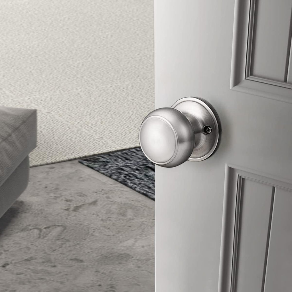 Dummy Door Knob Brushed Nickel Finish Interior Door Knobs 8 Pack, Colonial Ball Inactive Door Knob Hardware, One Side