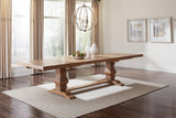 Florence - Pine Wood - Farmhouse Rectangular Dining Table with 2 Removable Leaves and Double Pedestal Base - Dining