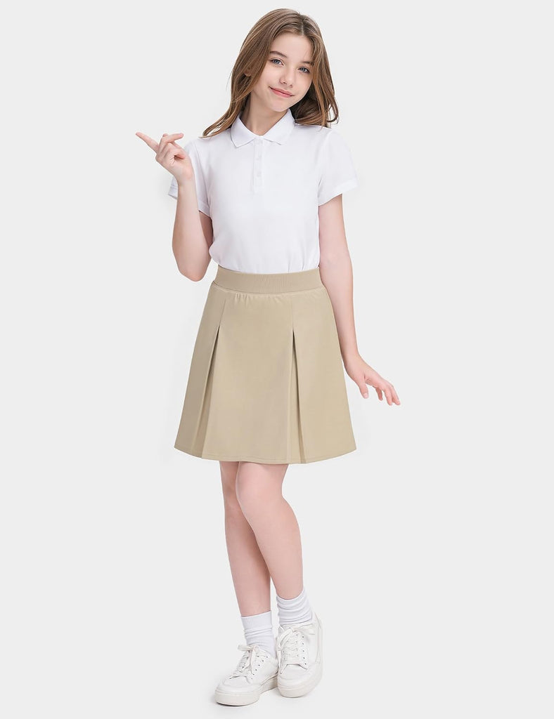 Girls School Uniform Skirts Pleated Pull-on Scooter Skorts for Kids