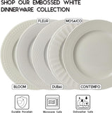 Tabletops Gallery Embossed White Porcelain Round Dinnerware - Bloom 12 Piece Dinnerware Set
