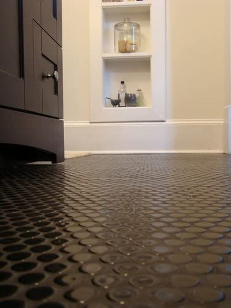 Penny Round Black Porcelain Mosaic Wall Floor Tile Backsplash Shiny Look Shower, Accent Decor, Fireplace Surround