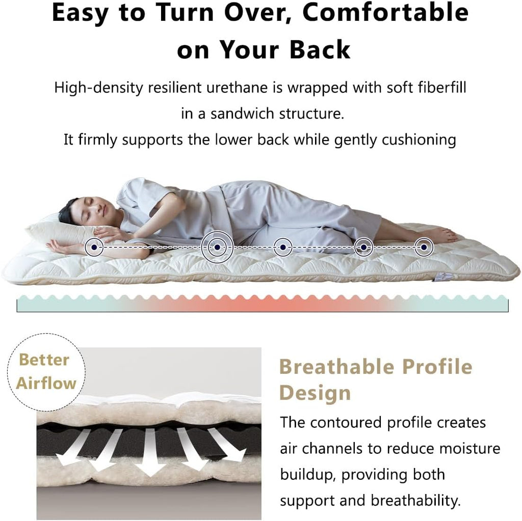 Japanese Futon Mattress Premium Twin, Floor Sleeping Mat Tatami Shikibuton Igusa Natural Cotton