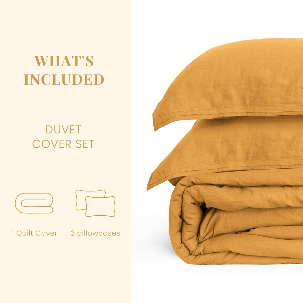 French Linen Duvet Cover Queen Size-3 Piece Linen Cotton Mix Bedding Set (90"x92") Comforter Cover, Stonewashed