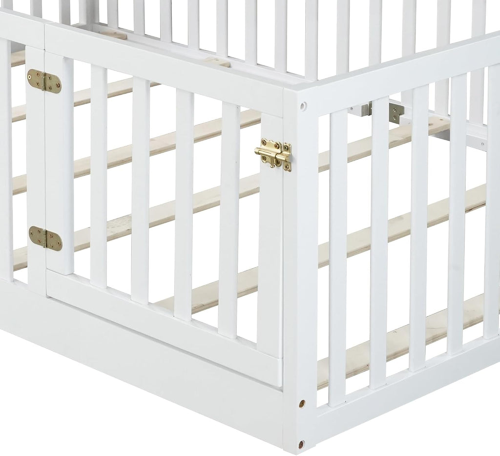 Full Size Floor Bed with Slats and Door