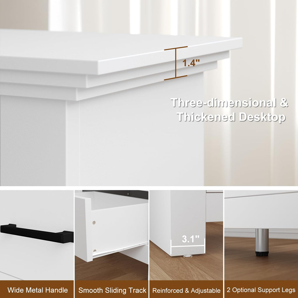 9 Drawer, Wood Chests of Drawers with Metal Handle, Triple Wide Dressers, Vintage Design Storage Chest Cabinet and
