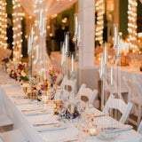 2pcs 5 Arm Floor Candelabra,Acrylic Floor Candle Holderor Ceremony Birthday Party Home Decoration Fit 0.8 LED Candles