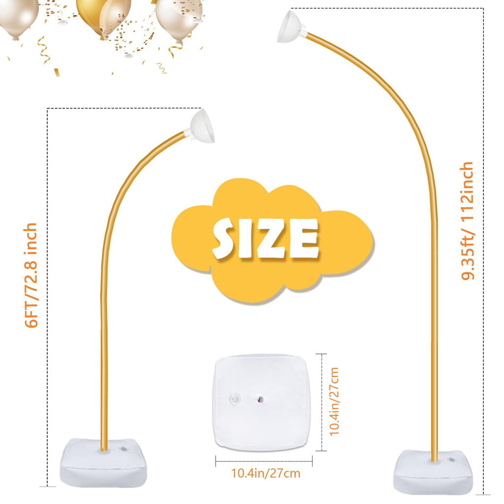 Balloon Arch Kit 9.35FT & 6FT, Free Bending Half Balloon Arch Stand with Base, Floor Gold Balloon Arch Frame Backdrop