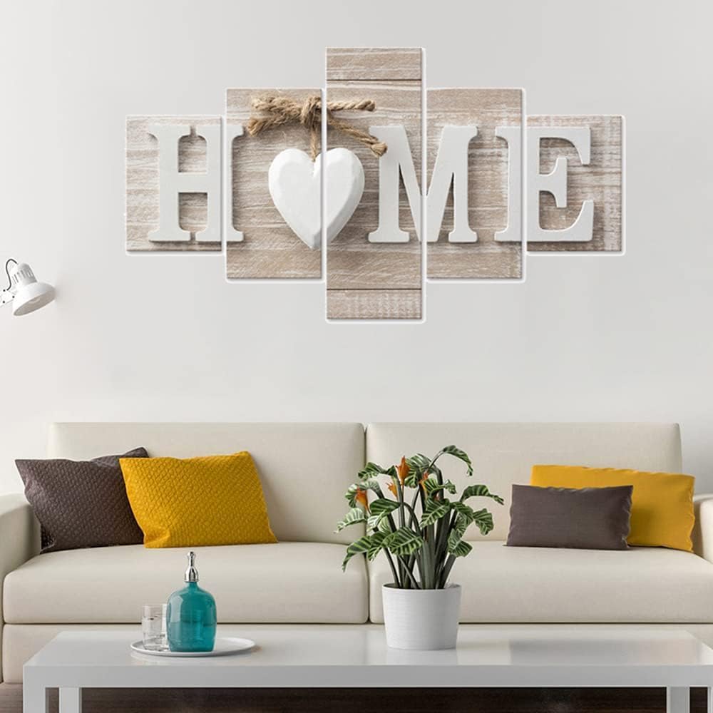 5 Pieces Canvas Prints Wall Art HOME Sign Pictures Modern Painting Artwork Print Oil Print Framed Hang Bedroom Living