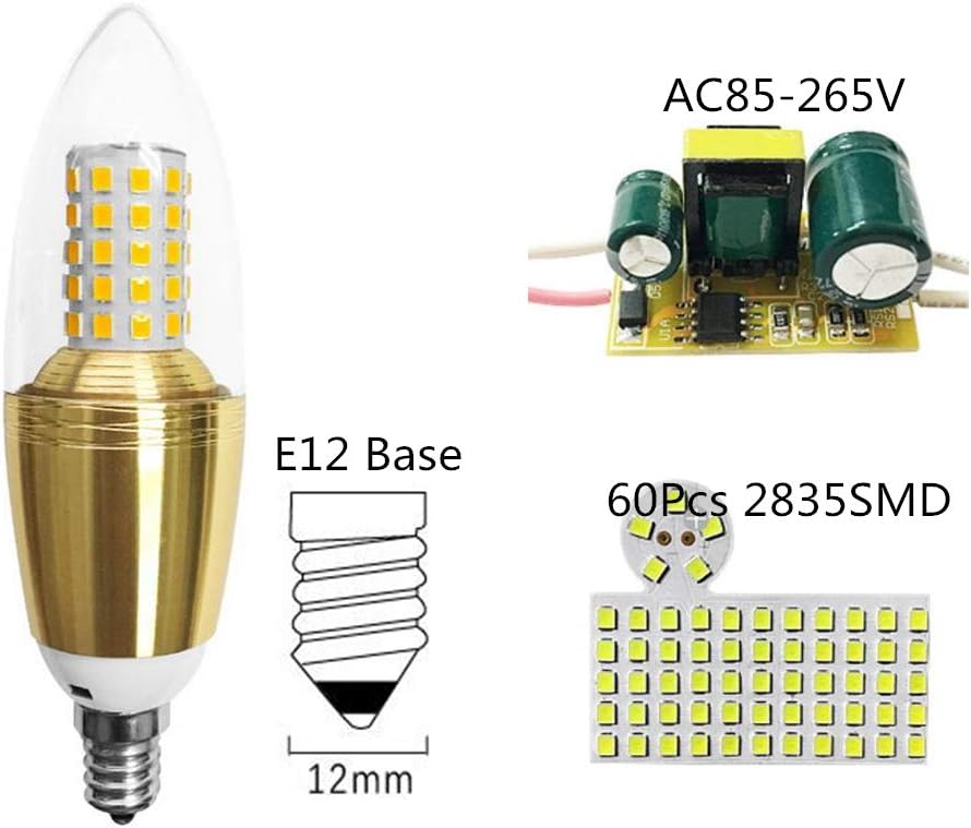 E12 LED Bulbs 12W LED Candelabra Bulb 100 Watt Equivalent, Decorative Candelabra Base E12 Corn Non-Dimmable LED