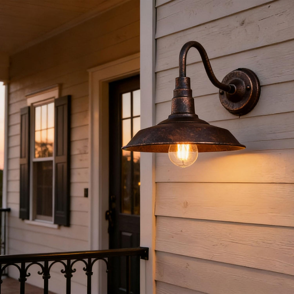 2-Pack Outdoor Barn Lights, 10" Bronze Gooseneck Wall Sconces