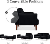 Best Choice Products 77" Mid Century Modern Velvet Loveseat Sofa, Couch, Convertible Sofa Sleeper Bed w/Real Wood