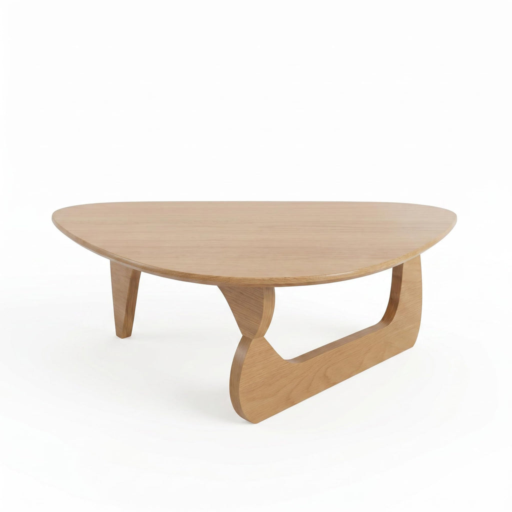 39" Coffee Table Mid Century Modern Center Table with Solid Wood Top, Natural