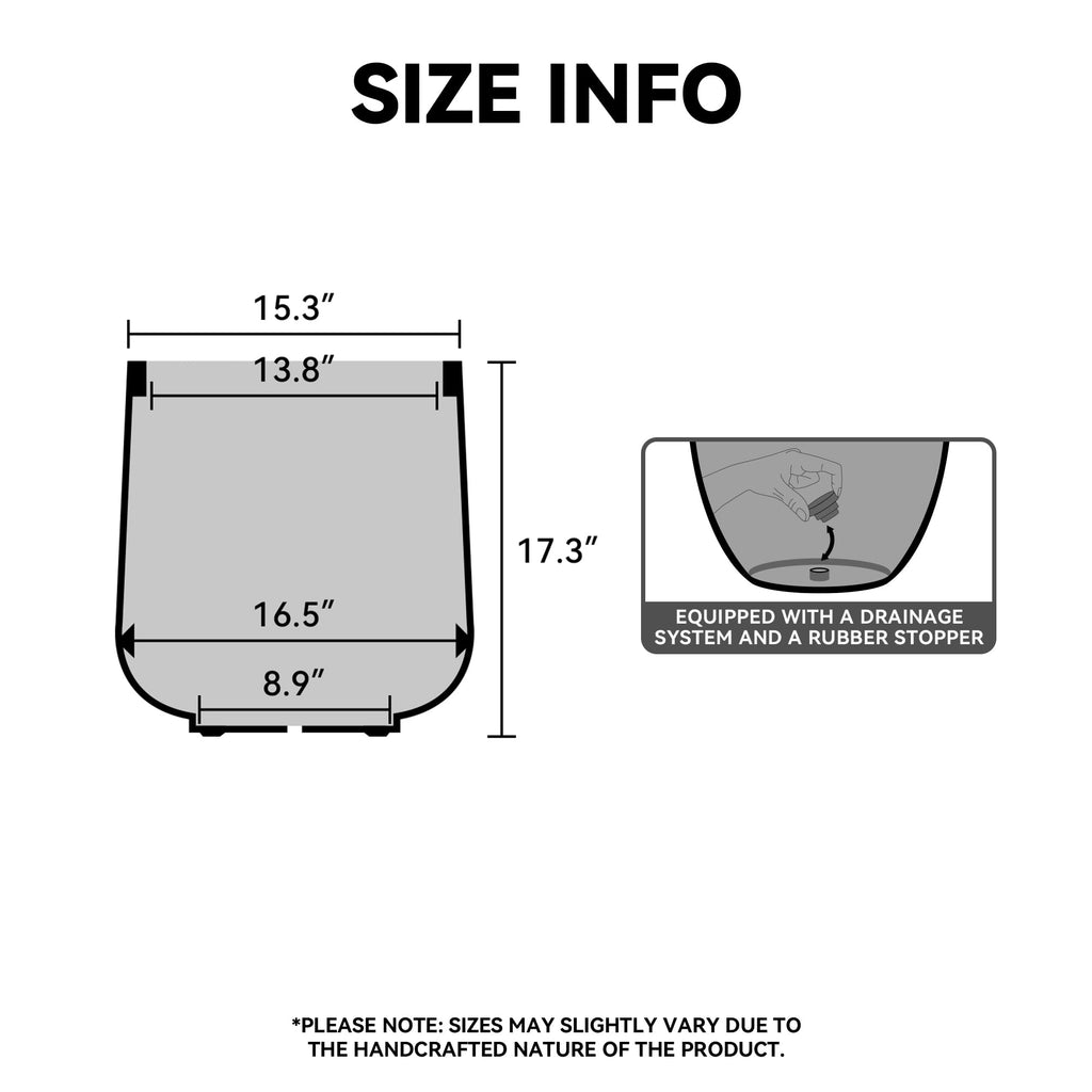 Modern Home Minimalist 16.5" Dia Weathered Concrete Curved Planter
