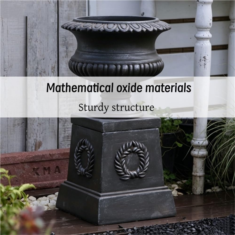 Vintage Distressed Flower Pots, Outdoor Large Pedestal Planter | Magnesium Oxide Plant Pots Outdoor, Freestanding Urn