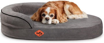Memory Foam Oval Dog Bed (36x25x8Inches, Dark Gray), Orthopedic Dog Bed for Dogs with Durable Waterproof Liner &
